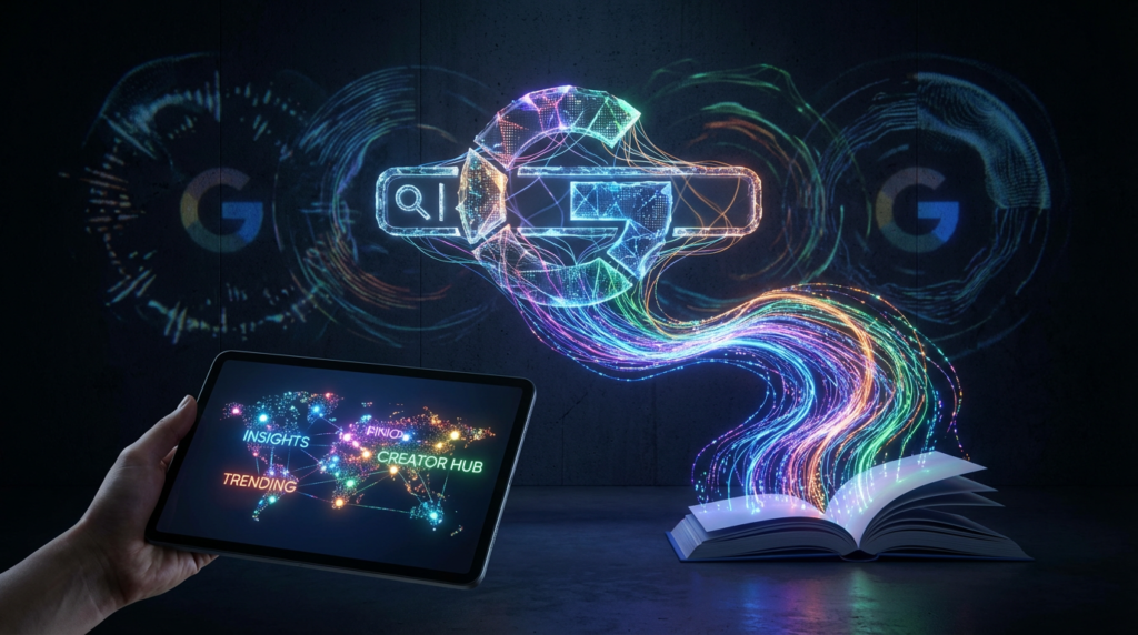 google ad for content creators showing trending, insights, search and more