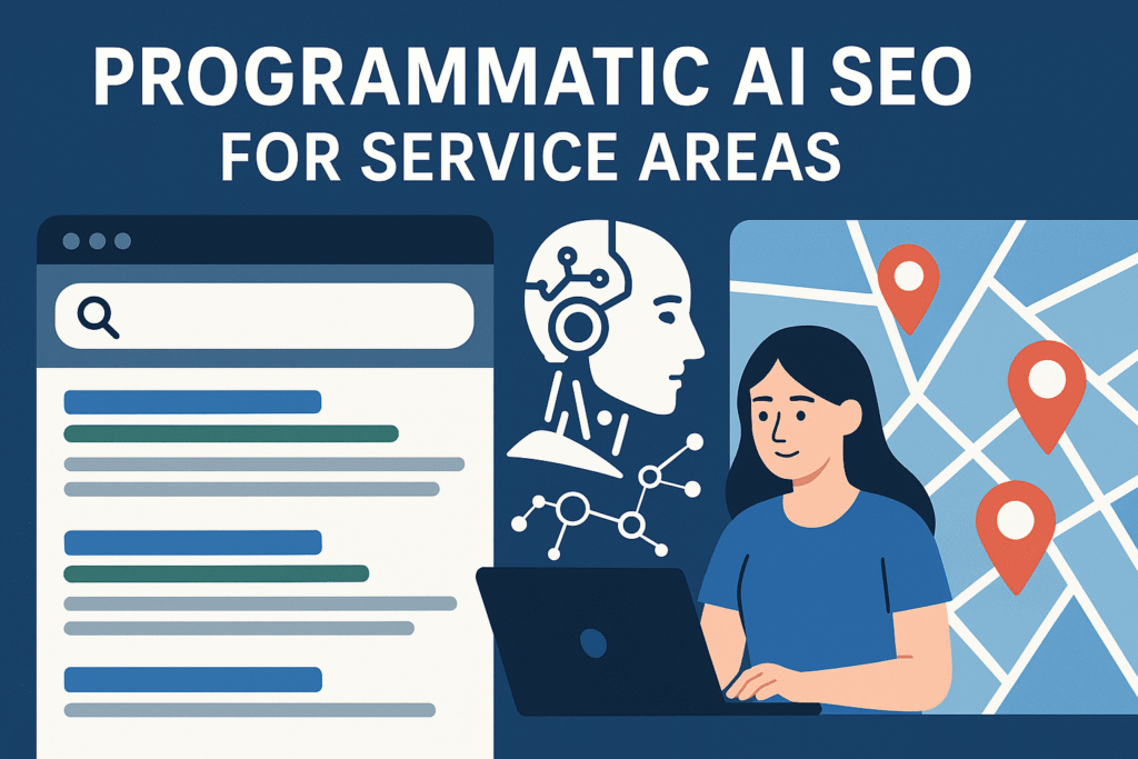 programmatic AI SEO for service areas with search map and rankings