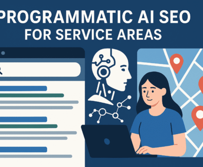 programmatic AI SEO for service areas with search map and rankings