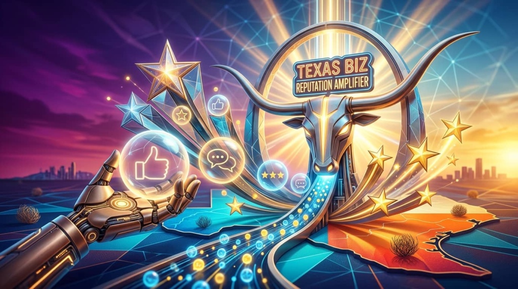 review management for texas local businesses showing bull horns and a path of glowing reviews